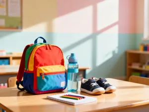 Uśmiechnięta młoda kobieta na tle słonecznego hiszpańskiego patio z kwitnącą bugenwillą.